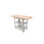 Thumbnail image #1 for John Boos Cucina Elegante CUCE50 50-Inch Mobile Maple Butcher Block Cart with 1-1/2-Inch Edge-Grain Top, Drop Leaves and Stainless Steel Storage