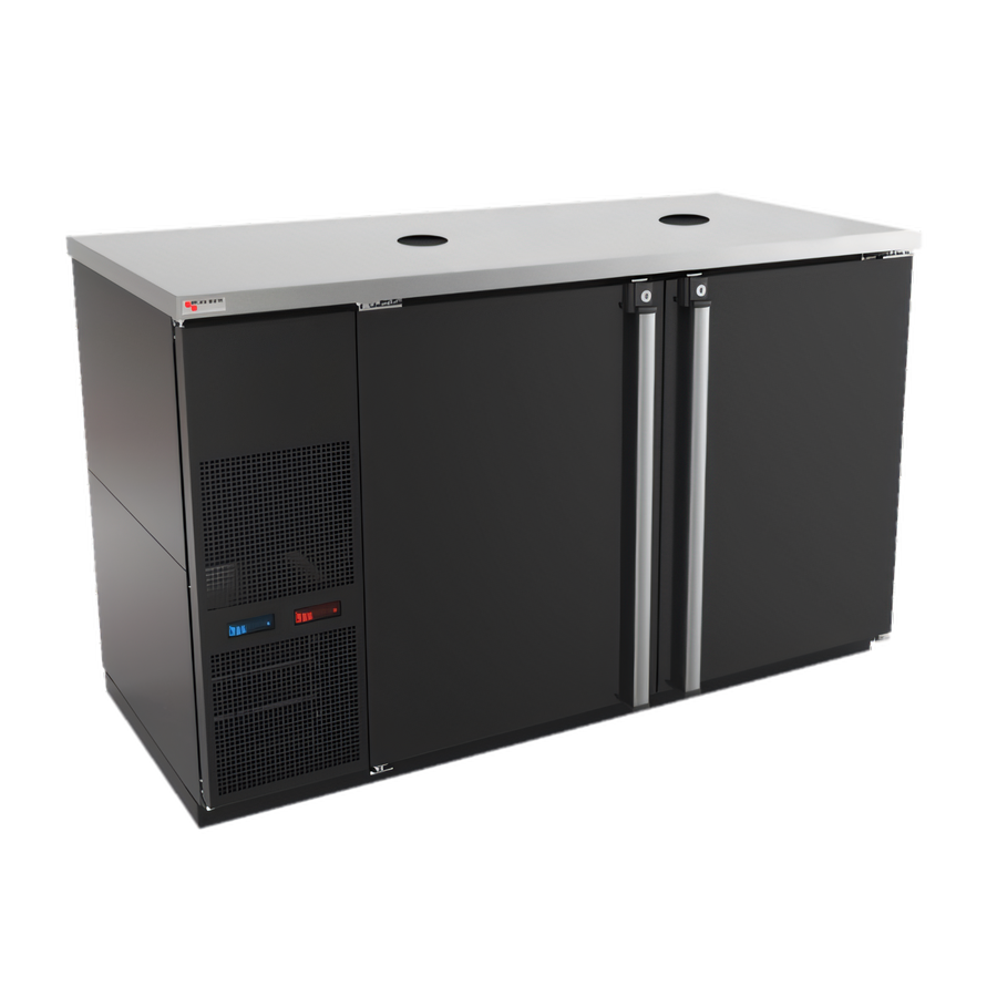 Product image #1 for Pro-Line E-Series Dual Temperature Wine Cooler Dispenser, Two-Section, 8-Keg, 59-1/2 Inch W, Self-Contained Refrigeration, Black