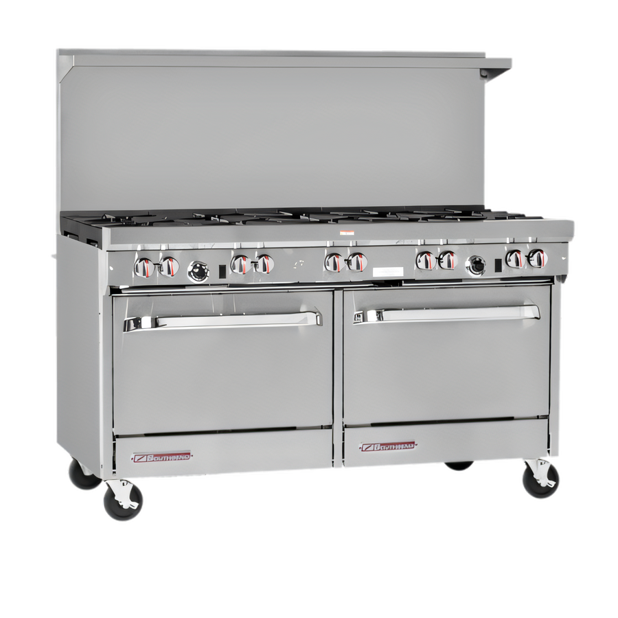 Product image #1 for Southbend S-Series 60-Inch Gas Restaurant Range with 10 Open Burners, Standard Oven, Convection Oven and Hi-Shelf Backriser