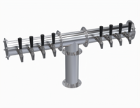 Krowne 8-Faucet Glycol-Cooled Pipe T-Head Draft Beer Tower, Brushed Stainless Steel