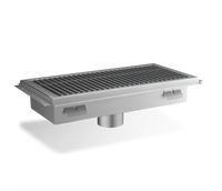 Steel Works Stainless 12 x 60 x 4 Inch 14-Gauge 304 Stainless Steel Floor Trough with Removable Subway-Style Grating