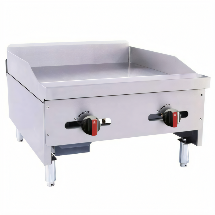 Product image #1 for BakeMax Heavy Duty 24-Inch Natural Gas Countertop Griddle with 2 Manual Burners