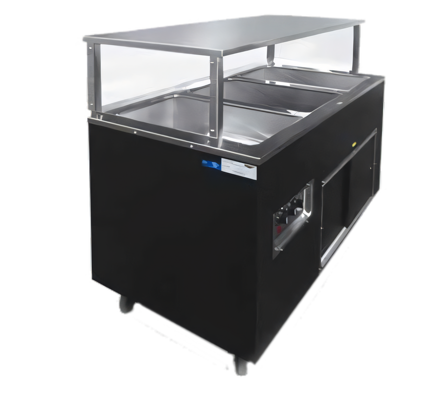 Product image #1 for Vollrath 2-Series Affordable Portable 3-Well Mobile Cafeteria Hot Food Station with Storage Door and Breath Guard, 208-240V