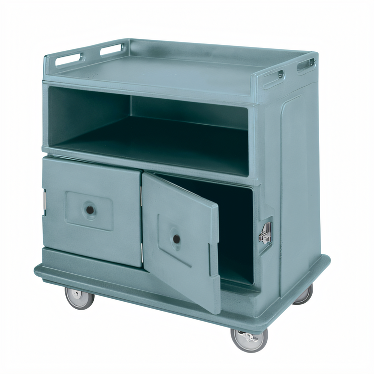 Product image #1 for Cambro Flat Top Beverage Service Cart with 2 Insulated Compartments and Solid Undershelf, 44.5 x 30 x 44 Inches