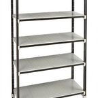Thumbnail image #1 for Cambro Camshelving® Elements EST216081S5480 5-Tier High-Density Overhead Track Shelving Unit, Solid Polypropylene, 60 x 21 x 81 Inches, Speckled Gray