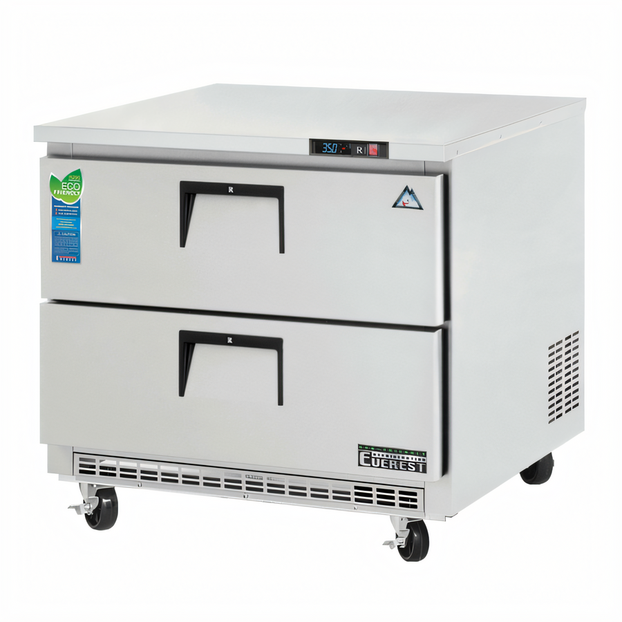 Product image #1 for Everest Refrigeration 1-Section Undercounter Worktop Refrigerator With 2 Drawers, 10.0 Cu. Ft., 35-5/8 Inch Wide, Stainless Steel