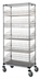Thumbnail image #1 for Quantum Post Basket Food Cart with 5 Baskets, Wire and Solid Shelves, 24 x 24 x 80 Inches