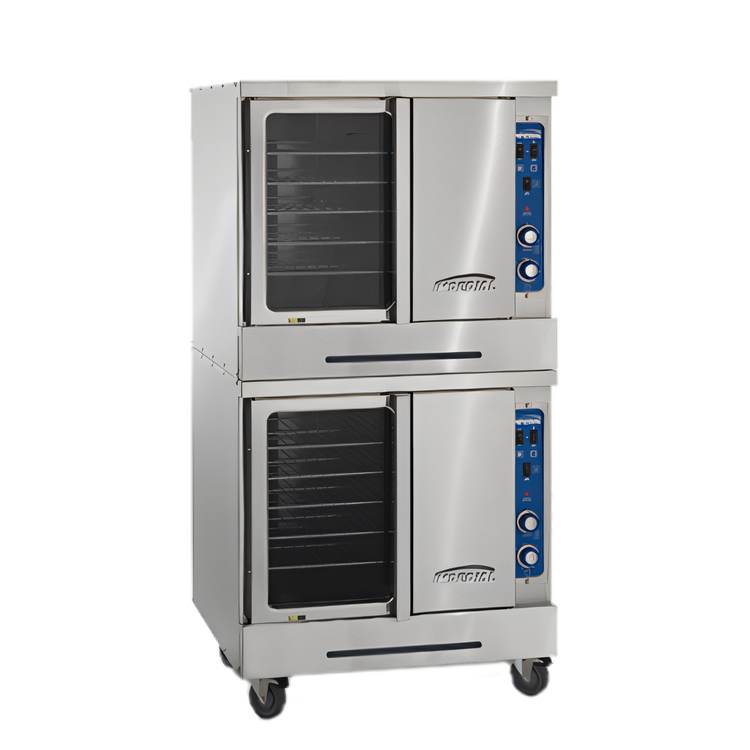 Product image #1 for Imperial PCVE-2 Double-Deck Full-Size Electric Convection Oven with Manual Controls and Windowed 50/50 Doors