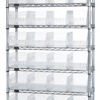 Thumbnail image #1 for Quantum WR9-214CL Stationary Bin Wire Shelving System with 32 Clear Bins, 9 Shelves, Chrome, 36"W x 24"D x 74"H