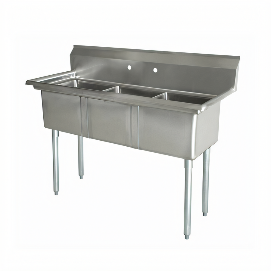 Product image #1 for Omcan USA 35-Inch Three-Compartment Pot Sink with 10 x 14 x 10-Inch Bowls and Center Drain
