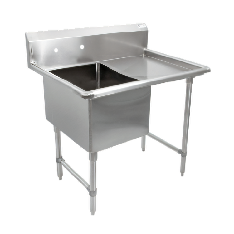 Product image #1 for John Boos B Series 1-Compartment Freestanding Sink with Right Drainboard, 16-Gauge Stainless Steel, 10-Inch Backsplash
