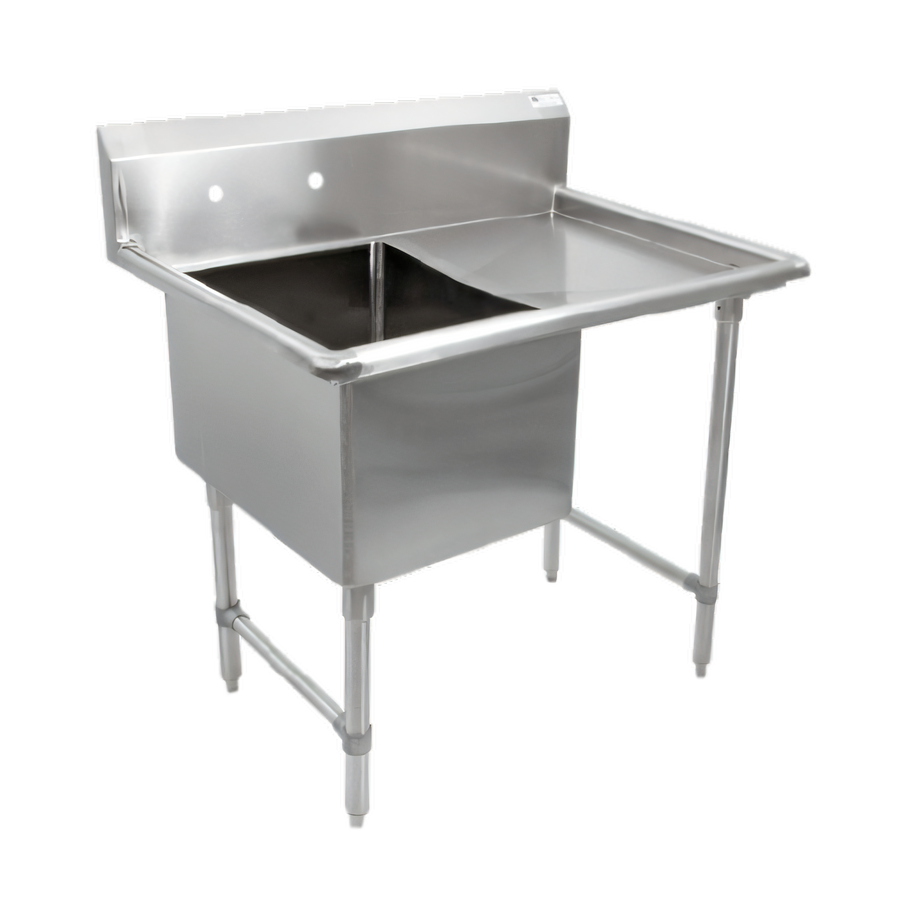 Product image #1 for John Boos B Series 1-Compartment Freestanding Sink with Right Drainboard, 16-Gauge Stainless Steel, 10-Inch Backsplash