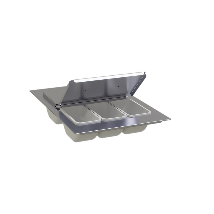 Product image #1 for Ice-Chilled Stainless Steel 6-Compartment Bar Garnish Caddy with 16 oz Cups