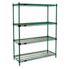 Thumbnail image #1 for Eagle Group Valu-Gard F2QA2-74-2448VG 4-Tier Stationary Wire Shelving Starter Unit, 48W x 24D x 74H, Green Epoxy