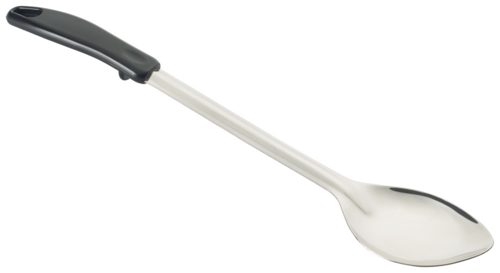 Product image #1 for Winco 15-Inch Solid Stainless Steel Basting Spoon with Stop Hook and Black Insulated Polypropylene Handle