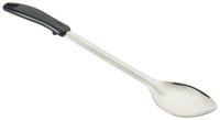 Winco 15-Inch Solid Stainless Steel Basting Spoon with Stop Hook and Black Insulated Polypropylene Handle