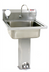 Thumbnail image #1 for Eagle Group Pedestal-Mount Lavatory Hand Sink with Foot-Valve Gooseneck Spout, Soap Dispenser, Basket Drain, 304 Stainless Steel