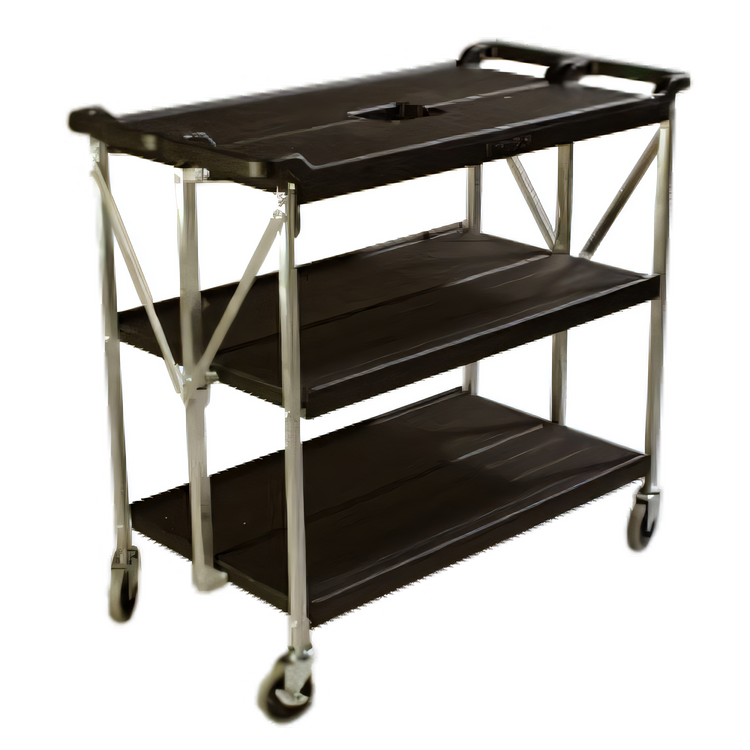 Product image #1 for Fold 'N Go Open Design 3-Shelf Bus Cart, 350 lb Capacity, Black