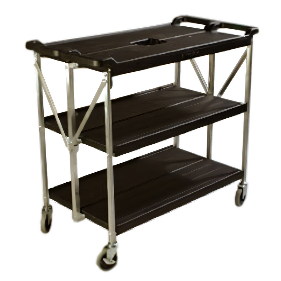 Product image #1 for Fold 'N Go Open Design 3-Shelf Bus Cart, 350 lb Capacity, Black