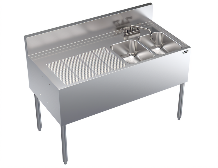 Product image #1 for Krowne Royal Series 48-Inch Stainless Steel Two-Compartment Underbar Sink Unit with Left Drainboard and Faucet