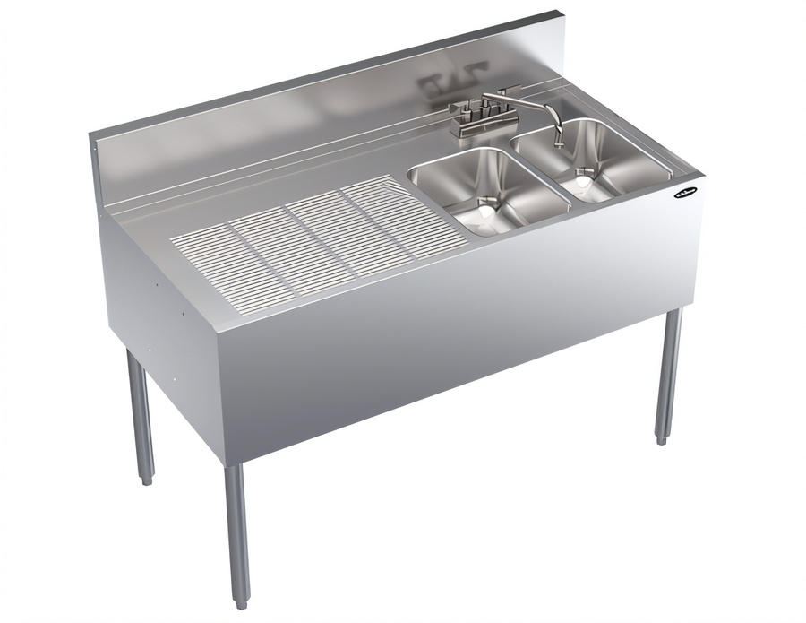 Product image #1 for Krowne Royal Series 48-Inch Stainless Steel Two-Compartment Underbar Sink Unit with Left Drainboard and Faucet