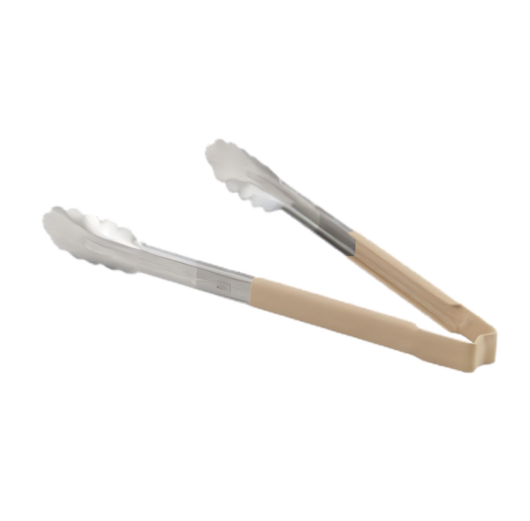 Product image #1 for Jacob's Pride 9-1/2 Inch One-Piece Scalloped Utility Tongs with Ivory Kool-Touch Handle