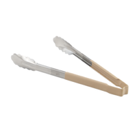 Jacob's Pride 9-1/2 Inch One-Piece Scalloped Utility Tongs with Ivory Kool-Touch Handle