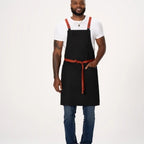 Thumbnail image #1 for Chef Works ABS04-BLK-0 Black Canvas Bib Apron, Poly/Cotton, Two Hip Pockets, Detachable Straps