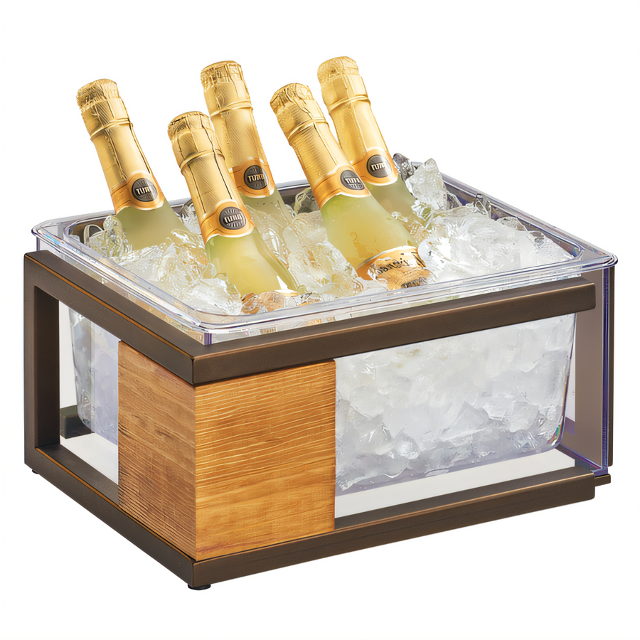 Product image #1 for Sierra Complete Rectangular Ice Housing with Clear Polycarbonate Pan Insert, Rustic Pine, and Bronze-Finish Metal Frame