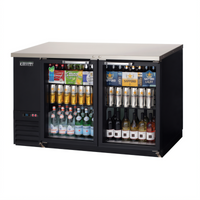 Everest Refrigeration Two-Section Back Bar Refrigerator with 2 Glass Hinged Doors, 57-3/4 Inch Wide, 17.0 Cu. Ft.