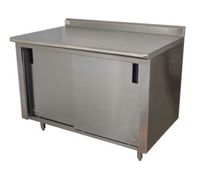 Advance Tabco 120 in. x 24 in. Enclosed Stainless Steel Work Table with Cabinet Base and Sliding Doors