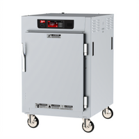 Metro C5 8 Series Mobile 1/2 Height Pass-Thru Controlled Temperature Holding Cabinet with Lip Load Slides and Solid Doors