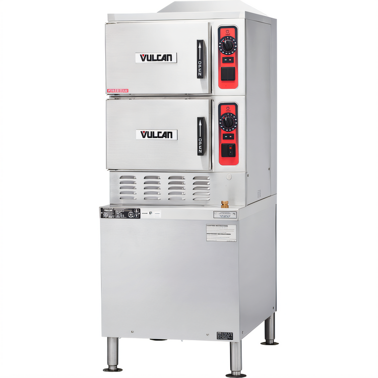 Product image #1 for Vulcan PowerSteam Gas Convection Steamer with Superheated Steam, 2 Compartments, 24-Inch Cabinet Base, 10-Pan Capacity