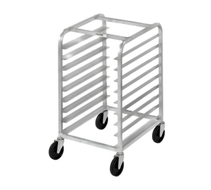Product image #1 for Channel Manufacturing Half-Height Aluminum End-Load Bun Pan Rack with 5-Inch Swivel Stem Casters, 9 Full-Size/18 Half-Size Pan Capacity