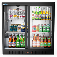 KoolMore 35.4-Inch Wide Two-Section Back Bar Refrigerator, 7.4 Cu. Ft., Black, Sliding Glass Doors