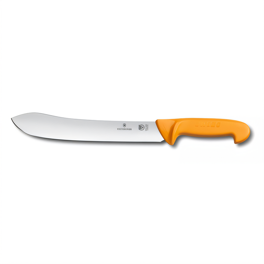 Product image #1 for Swibo 10-Inch Stamped Butcher's Knife with Normal Edge and Orange Handle