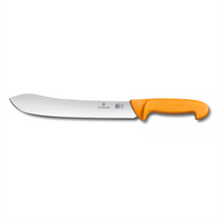 Swibo 10-Inch Stamped Butcher's Knife with Normal Edge and Orange Handle
