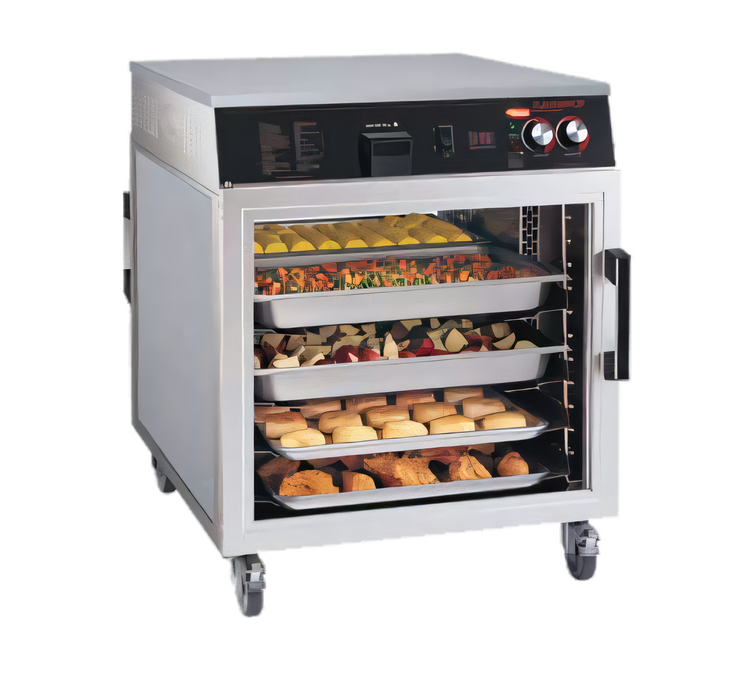 Product image #1 for Hatco Flav-R-Savor® Pass-Thru Mobile Heated Holding Cabinet with Glass Doors, 6 Full-Size Sheet Pan Capacity
