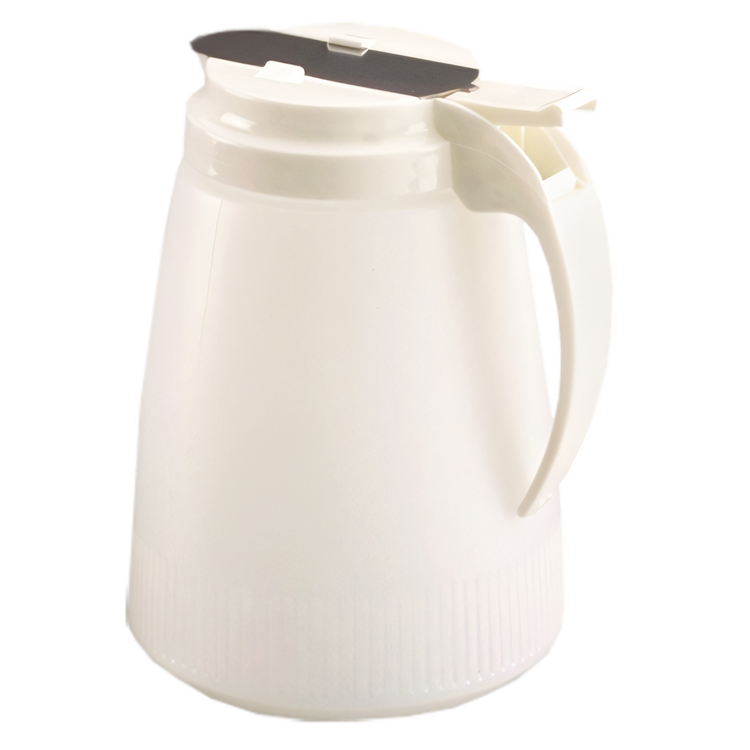 Product image #1 for Vollrath Dripcut® 48 oz White Polyethylene Syrup Server with Graduated Markings and Plastic Top