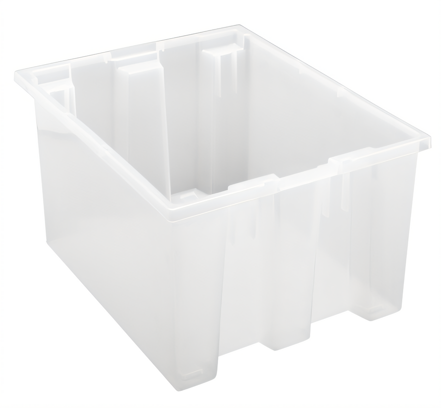 Product image #1 for Heavy-Duty Clear Polypropylene Stack and Nest Tote, 19-1/2 Inches x 15-1/2 Inches x 10 Inches, 1.20 Cubic Feet