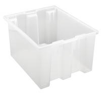 Heavy-Duty Clear Polypropylene Stack and Nest Tote, 19-1/2 Inches x 15-1/2 Inches x 10 Inches, 1.20 Cubic Feet