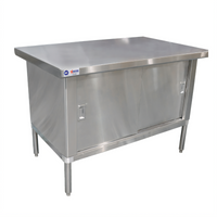 Omcan USA 72-Inch Enclosed Stainless Steel Work Table with Sliding Doors