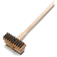 Carlisle Double Broiler King Broiler Brush with Scraper, Dual-Sided Carbon Steel Bristles, 48-Inch Hardwood Handle