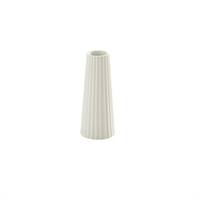 4-Inch White Fluted Ceramic Crimped Tower Bud Vase