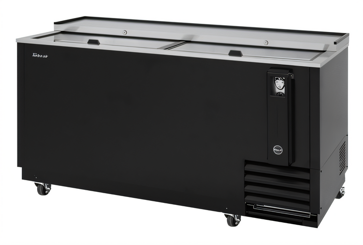 Product image #1 for Turbo Air Super Deluxe Sliding Lid Bottle Cooler, 64-3/8 Inch Wide, 18.5 Cu. Ft., Black Exterior