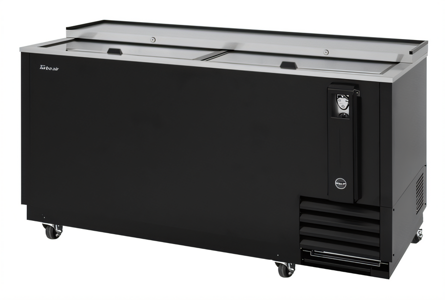 Product image #1 for Turbo Air Super Deluxe Sliding Lid Bottle Cooler, 64-3/8 Inch Wide, 18.5 Cu. Ft., Black Exterior