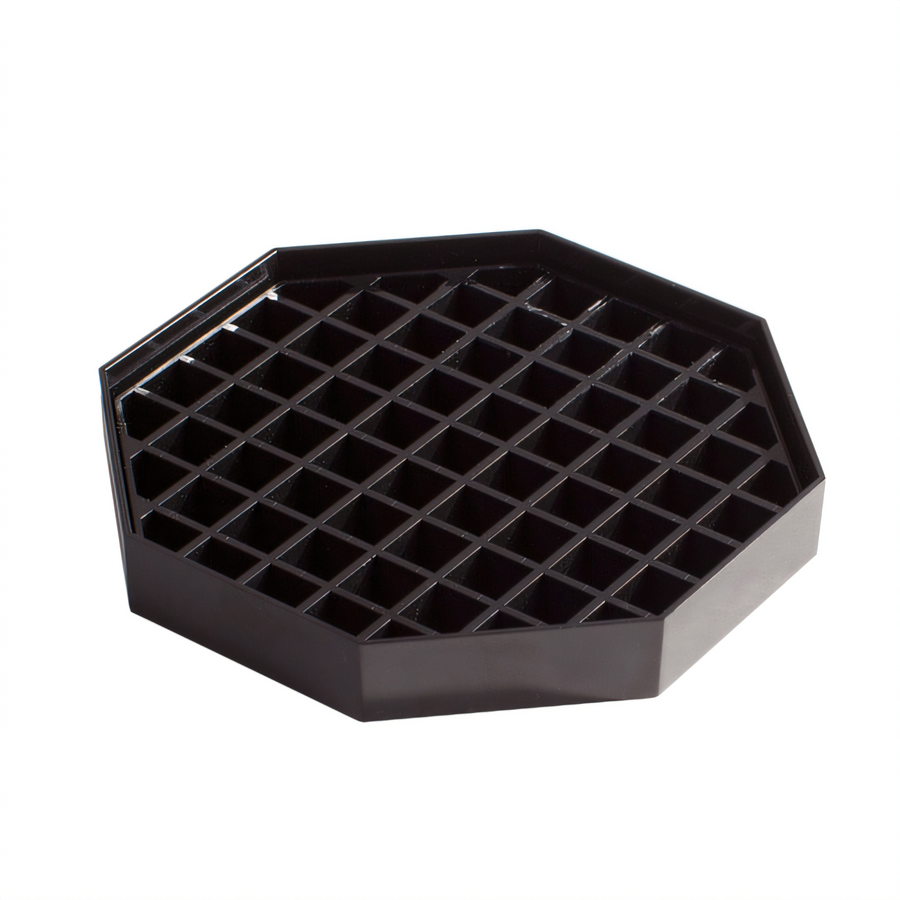 Product image #1 for Winco 6-Inch Octagonal Black Plastic Drip Tray with Removable Grid, 4-Pack