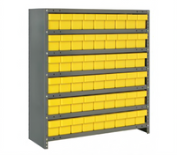 Quantum Heavy-Duty Closed Wire Shelving Unit with 7 Shelves and 54 Bins, 36 x 18 x 39 Inches
