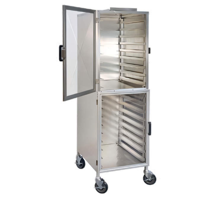 Product image #1 for Dinex Mobile Aluminum Display Cabinet Pan Rack, 2 Compartments, 18-Pan Capacity