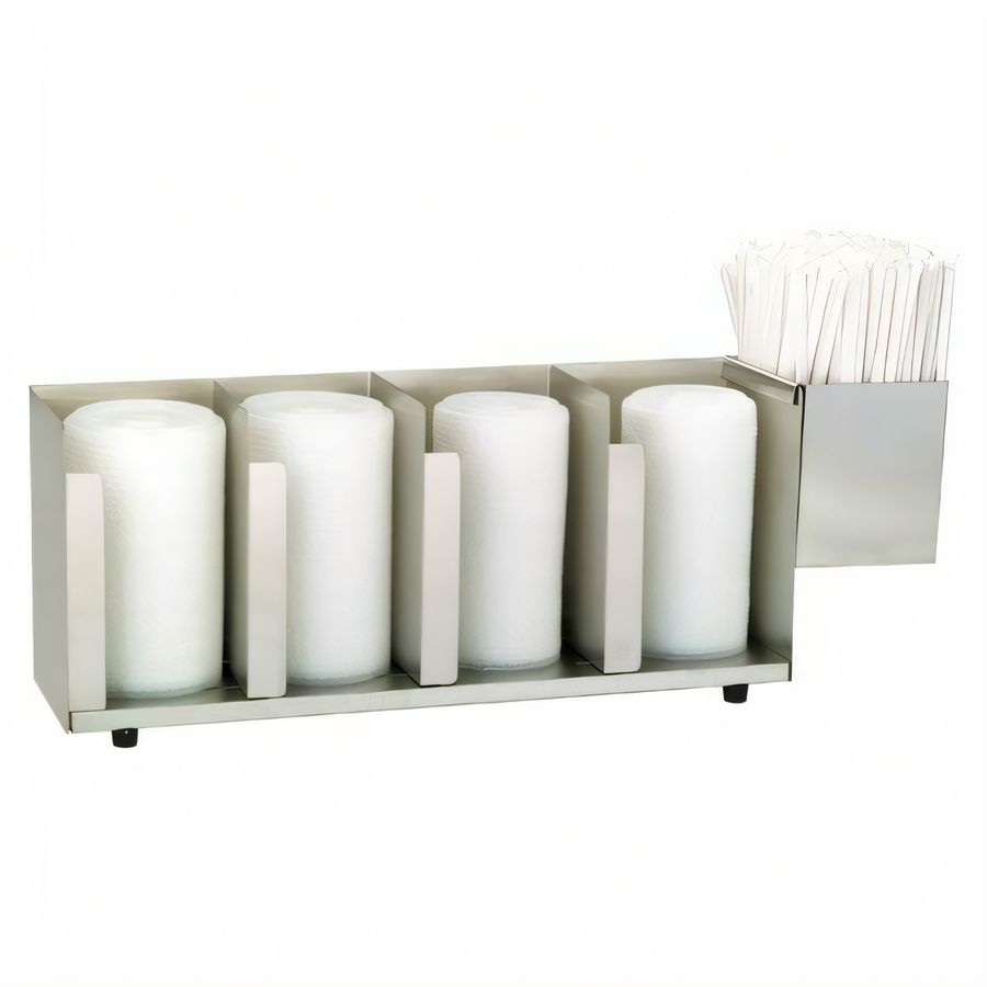Product image #1 for Adjustable 4-Section Stainless Steel Countertop Lid/Cup Organizer with Straw Attachment